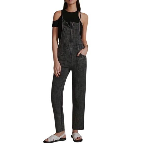 Anthropologie 27 Pilcro Gauzy Painters Overalls Jumpsuit Washed Black Comfy - Picture 1 of 10